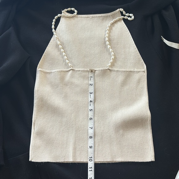 House of Harlow | L | pearl strap spaghetti ribbed cream tank top NWOT - Picture 6 of 8